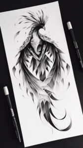 phoenix-with-shading – tattoo design ideas free ai generated – surrealism-phantom – for-shoulder – Gallery: phoenix-inkby-ai