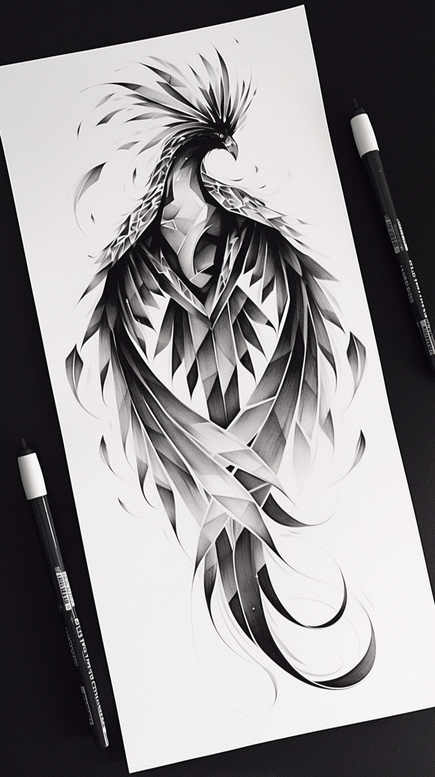 phoenix-with-shading – tattoo design ideas free ai generated – surrealism-phantom – for-shoulder – Gallery: phoenix-inkby-ai