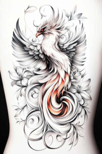 phoenix-with-shadow-and-light – tattoo design ideas free ai generated – realism-ink-precision – for-behind-ear – Gallery: phoenix-inkby-ai
