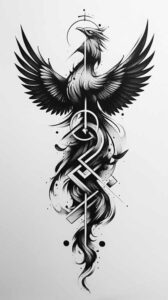 phoenix-with-shadow-and-light – tattoo design ideas free ai generated – surrealism-symbolic-motifs – for-triceps – Gallery: phoenix-inkby-ai