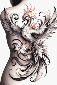 phoenix-with-shadow – tattoo design ideas free ai generated – neotraditional-clean-contrast – for-shoulder – Gallery: phoenix-inkby-ai