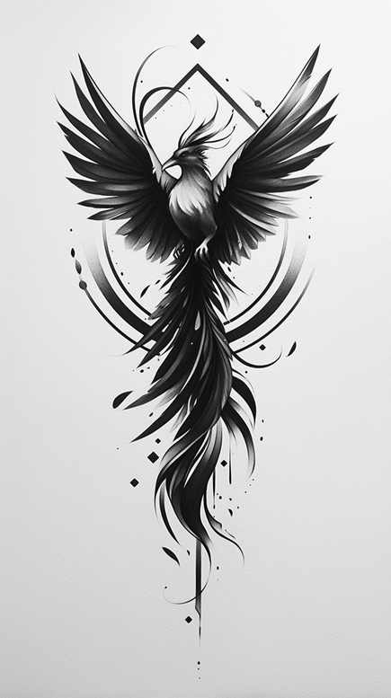 phoenix-with-spiritual-motif – tattoo design ideas free ai generated – neotraditional-artistic-contrast – for-hip – Gallery: phoenix-inkby-ai