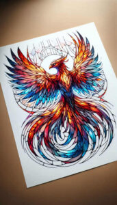 phoenix-with-spiritual-motif – tattoo design ideas free ai generated – neotraditional-artistic-contrast – for-side – Gallery: phoenix-inkby-ai