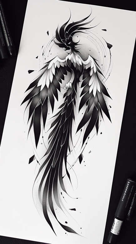 phoenix-with-spiritual-motif – tattoo design ideas free ai generated – realism-refined-highlights – for-knee – Gallery: phoenix-inkby-ai