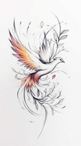 phoenix-with-symbol – tattoo design ideas free ai generated – neotraditional-refined-lines – for-back – Gallery: phoenix-inkby-ai