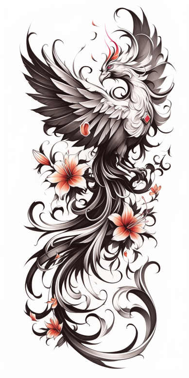 phoenix-with-symbolic-meaning – tattoo design ideas free ai generated – neotraditional-layered-fill – for-side – Gallery: phoenix-inkby-ai