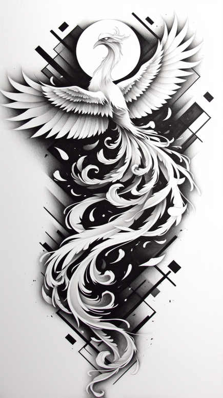 phoenix-with-symbolic-meaning – tattoo design ideas free ai generated – realism-glowing-edges – for-nape – Gallery: phoenix-inkby-ai