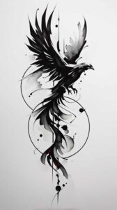 phoenix-with-wavy-lines-for-men – tattoo design ideas free ai generated – neotraditional-classic-shading – for-upper-shoulder – Gallery: phoenix-inkby-ai