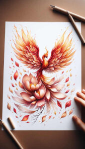 phoenix tattoo design ideas mirrored effect fiery thunder symbolising perseverance
