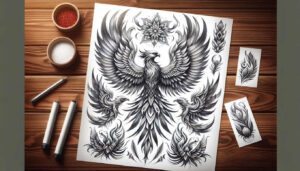phoenix tattoo design ideas Realism reflection effect fire bird for wrist side