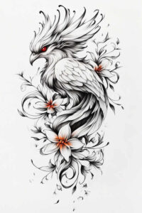 phoenix tattoo design ideas Realism detailed rendering fire for back of neck