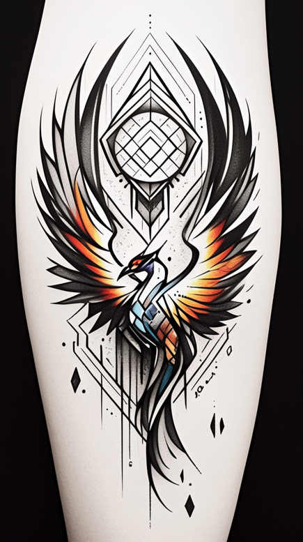phoenix tattoo design ideas Surrealism fluid forms fire for heel