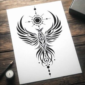 phoenix tattoo design ideas fluid motion fire for lower thigh