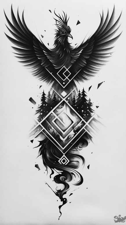 phoenix tattoo design ideas refined color palette immortal for lower thigh