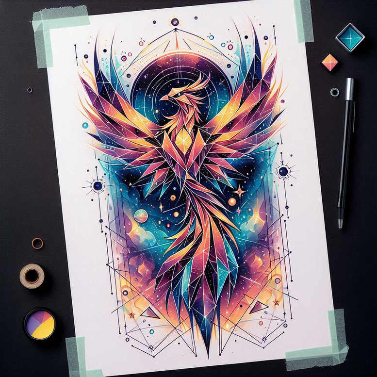 phoenix tattoo design ideas saturated hues myth for shin