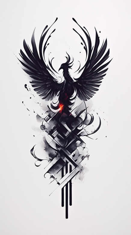 phoenix tattoo design ideas Surrealism dreamscape mythology for upper chest