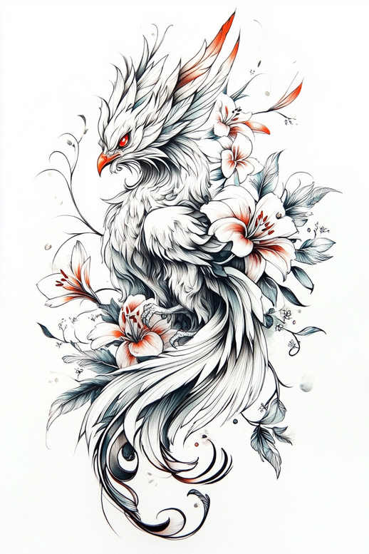 phoenix tattoo design ideas Surrealism hyperreal renewal for lower back