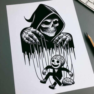 artistic-detail-puppets-neotraditional-dynamic-color-for-lower-thigh – tattoo design ideas free ai generated – Gallery: puppets-inkby-ai