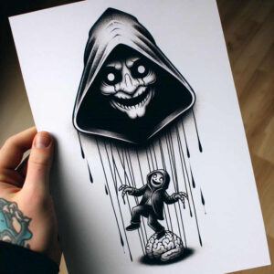 puppets-with-expression-neotraditional-modern-classic-for-upper-back – tattoo design ideas free ai generated – Gallery: puppets-inkby-ai