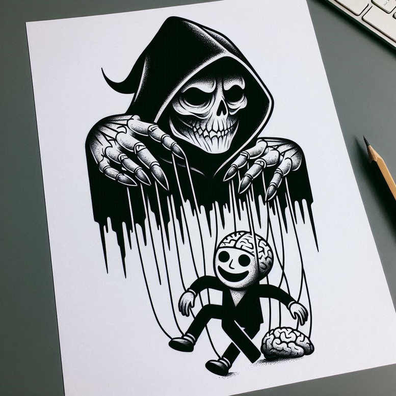puppets tattoo design ideas Surrealism subconscious themes theatrical for palm