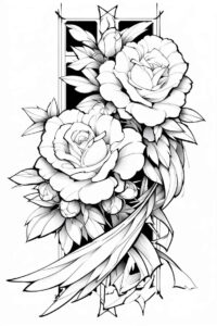 abstract-rose-tattoo – tattoo design ideas free ai generated – ultra-thin – for-outer-arm – Gallery: roses-inkby-ai