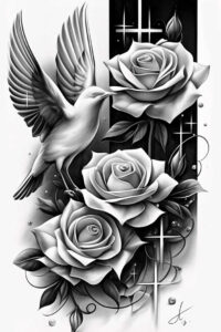 delicate-rose-tattoo – tattoo design ideas free ai generated – crisp-outline – for-ankle – Gallery: roses-inkby-ai
