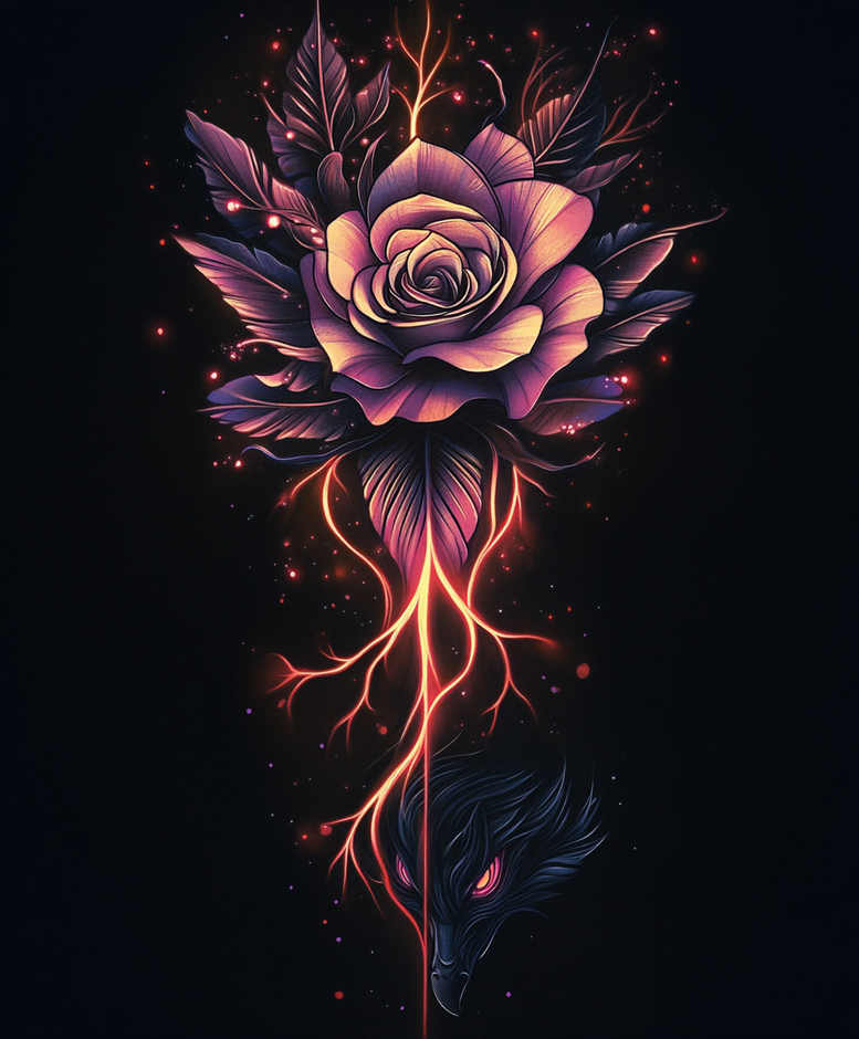 expression-rose-tattoo – tattoo design ideas free ai generated – clear-cut – for-back-of-neck – Gallery: roses-inkby-ai