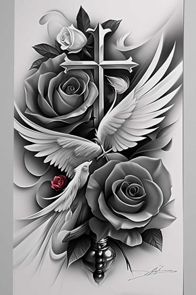 geometric-rose-tattoo – tattoo design ideas free ai generated – nonintrusive – for-palm – Gallery: roses-inkby-ai