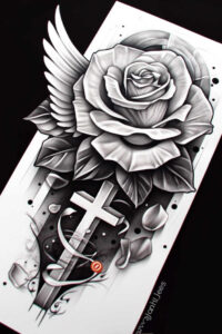 love-symbol-rose-tattoo – tattoo design ideas free ai generated – compact – for-collarbone – Gallery: roses-inkby-ai