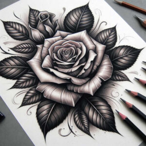 minimalist-rose-tattoo – tattoo design ideas free ai generated – no-excess – for-palm – Gallery: roses-inkby-ai