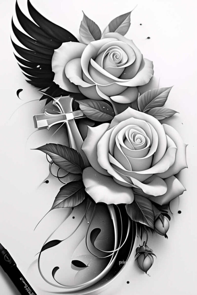 minimalist-rose-tattoo – tattoo design ideas free ai generated – no-fill – for-inner-arm – Gallery: roses-inkby-ai