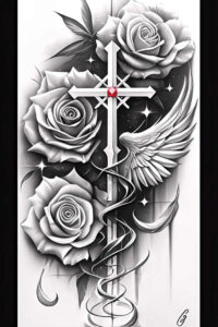 nature-motif-rose-tattoo – tattoo design ideas free ai generated – clean-lines – for-lower-back – Gallery: roses-inkby-ai