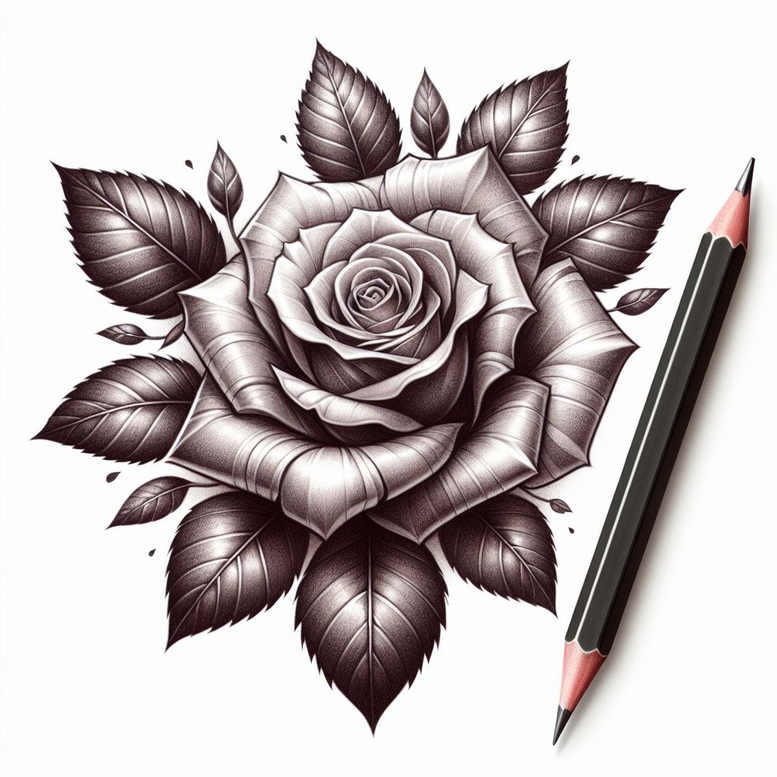 neotraditional-rose-tattoo – tattoo design ideas free ai generated – pure-motif – for-ankle – Gallery: roses-inkby-ai