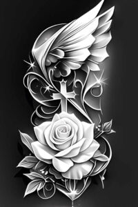 organic-line-rose-tattoo – tattoo design ideas free ai generated – lightweight – for-toe – Gallery: roses-inkby-ai
