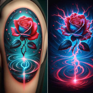 organic-line-rose-tattoo – tattoo design ideas free ai generated – single-dot – for-back-of-neck – Gallery: roses-inkby-ai