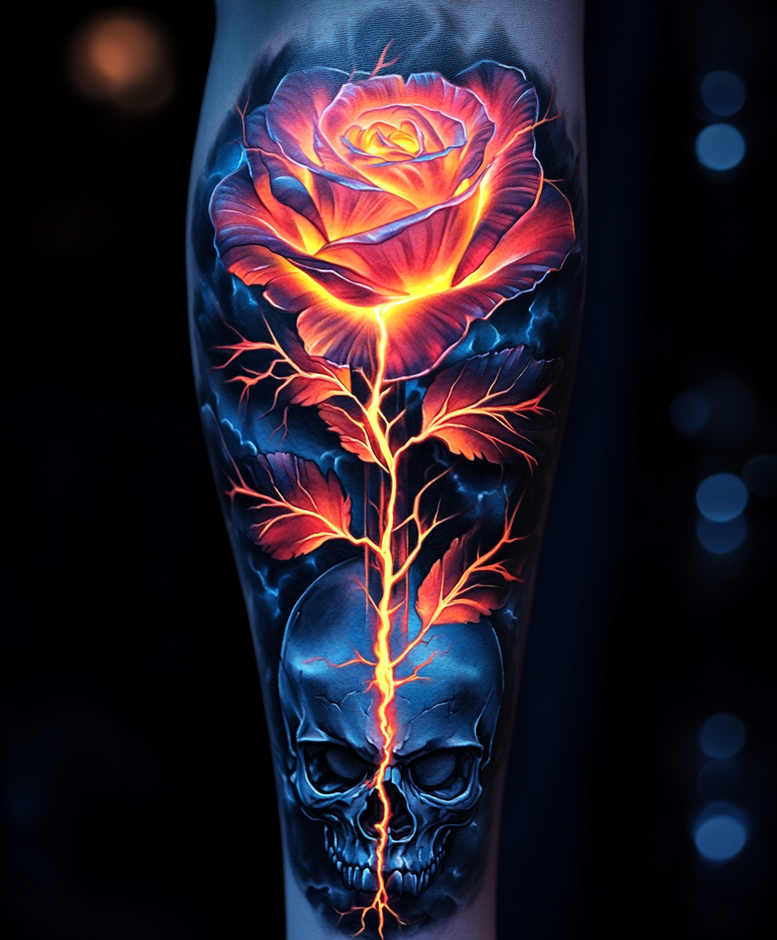 ornamental-detail-rose-tattoo – tattoo design ideas free ai generated – miniature – for-upper-thigh – Gallery: roses-inkby-ai