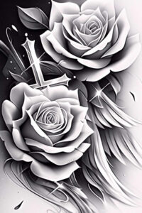 ornamental-rose-tattoo – tattoo design ideas free ai generated – micro-art – for-shin – Gallery: roses-inkby-ai