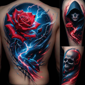 passion-symbol-rose-tattoo – tattoo design ideas free ai generated – elemental – for-upper-chest – Gallery: roses-inkby-ai