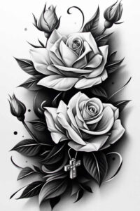 protection-symbol-rose-tattoo – tattoo design ideas free ai generated – gentle-angle – for-back – Gallery: roses-inkby-ai
