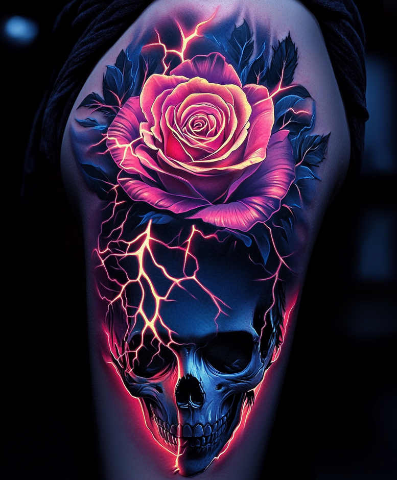 realistic-rose-tattoo – tattoo design ideas free ai generated – silent – for-side-torso – Gallery: roses-inkby-ai