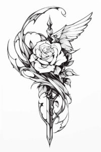 rose-abstract-tattoo – tattoo design ideas free ai generated – symbol-mark – for-hip – Gallery: roses-inkby-ai