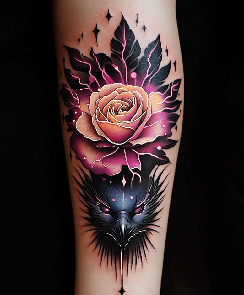rose-decorative-tattoo – tattoo design ideas free ai generated – open-space – for-scapula – Gallery: roses-inkby-ai