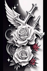 rose-flower-tattoo – tattoo design ideas free ai generated – tiny-motif – for-upper-shoulder – Gallery: roses-inkby-ai