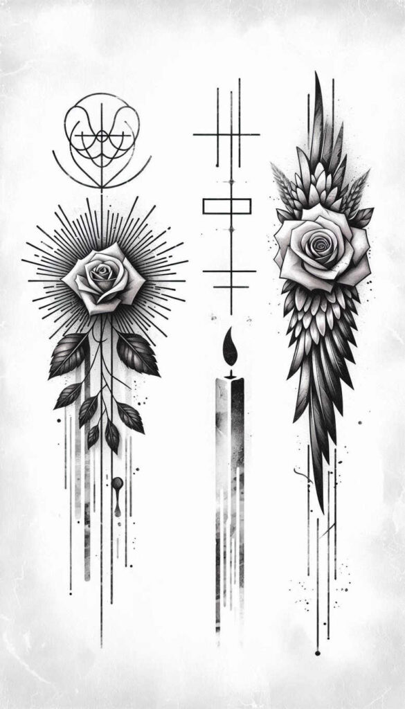 rose-modern-tattoo – tattoo design ideas free ai generated – airy-touch – for-biceps – Gallery: roses-inkby-ai