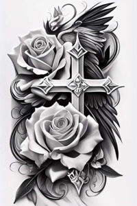 rose-modern-tattoo – tattoo design ideas free ai generated – plain – for-chest – Gallery: roses-inkby-ai