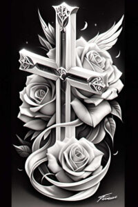 rose-mystical-tattoo – tattoo design ideas free ai generated – empty-space – for-back – Gallery: roses-inkby-ai
