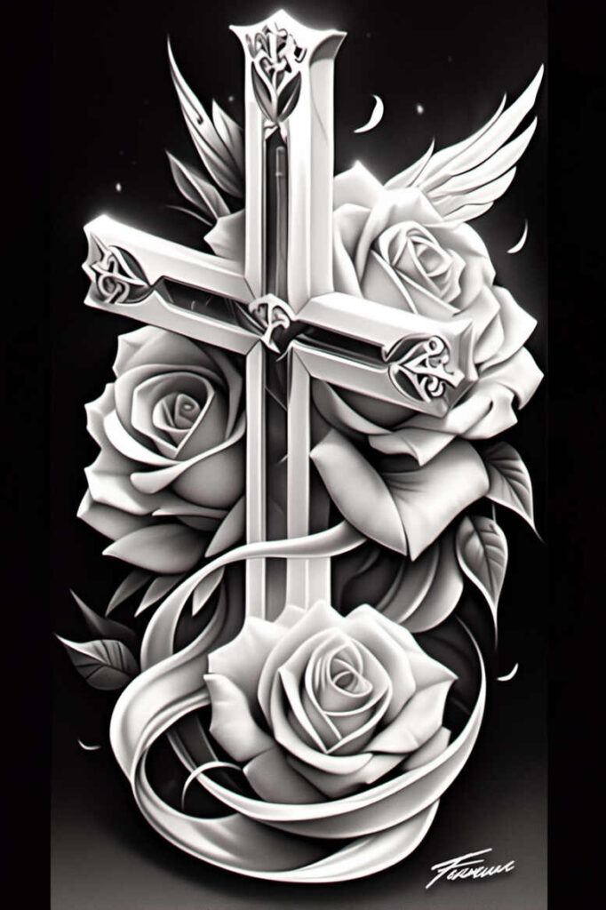 rose-mystical-tattoo – tattoo design ideas free ai generated – empty-space – for-back – Gallery: roses-inkby-ai