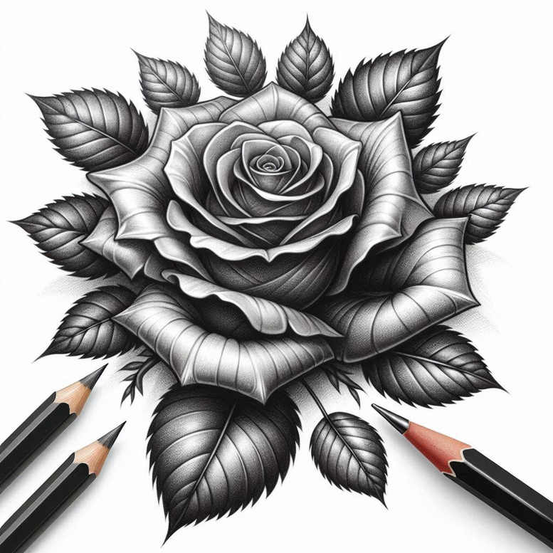 rose-nature-tattoo – tattoo design ideas free ai generated – minimalist – for-calf – Gallery: roses-inkby-ai
