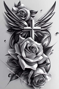 rose-nature-tattoo – tattoo design ideas free ai generated – simple-icon – for-back-shoulder – Gallery: roses-inkby-ai