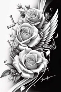 rose-ornamental-tattoo – tattoo design ideas free ai generated – clear-cut – for-toe – Gallery: roses-inkby-ai